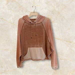 Free People Hoodie Acid Washed Ombré Rusty Rose Distressed EUC SZ Small